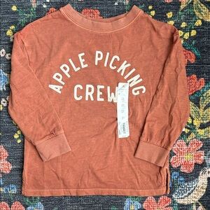 NWT: Little Co. “Apple Picking Crew” Long-Sleeve Graphic Tee, Size 2T